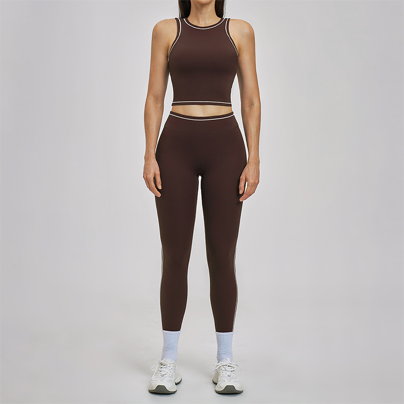 Wholesale Color Block Yoga Halter Vest + legging 2-Piece Set