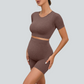 Pregnant women's yoga shorts and short-sleeve two-piece set
