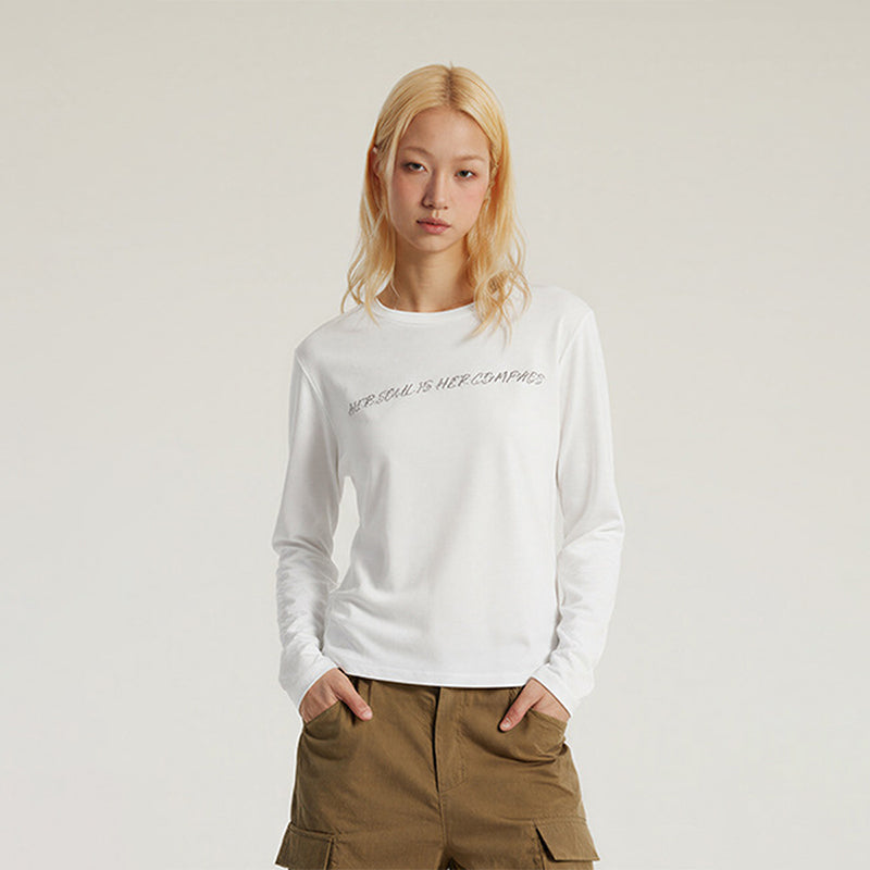 Round neck slim waist printed top