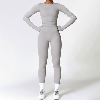 Pinsel Long Sleeve Sport Top & High Taille Fitness Leggings 2 -teiliges Set