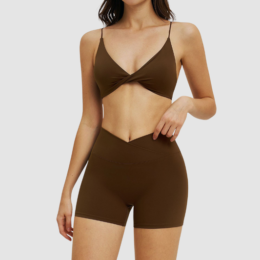 Wholesale thin-strap sports bra + shorts | Wonderxfans bulk activewear