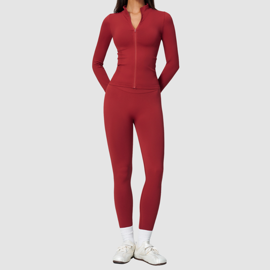 Wholesale Women's Stand-Collar Cardigan & High-Waist Leggings Yoga Set
