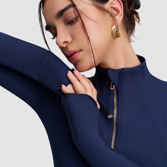 Slim-fit stand-up zip-up jacket