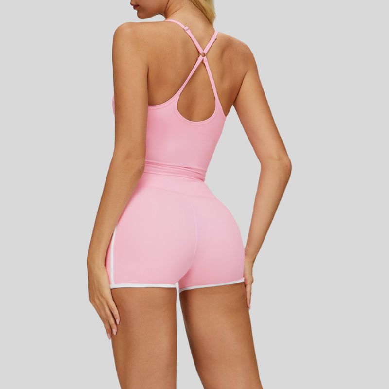 Beautiful Back Slimming Tank top+Contrasting Fitness Shorts 2-piece set