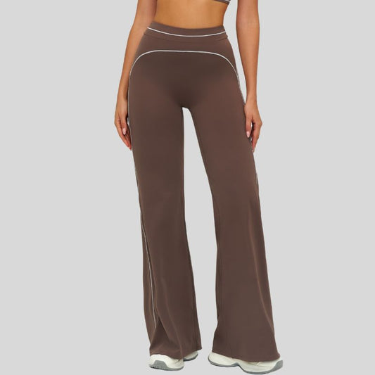 High-waisted contrasting loose wide-leg pants