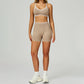 Seamless Contrasting Color Sports Bra + High-waisted shorts 2-Piece Set