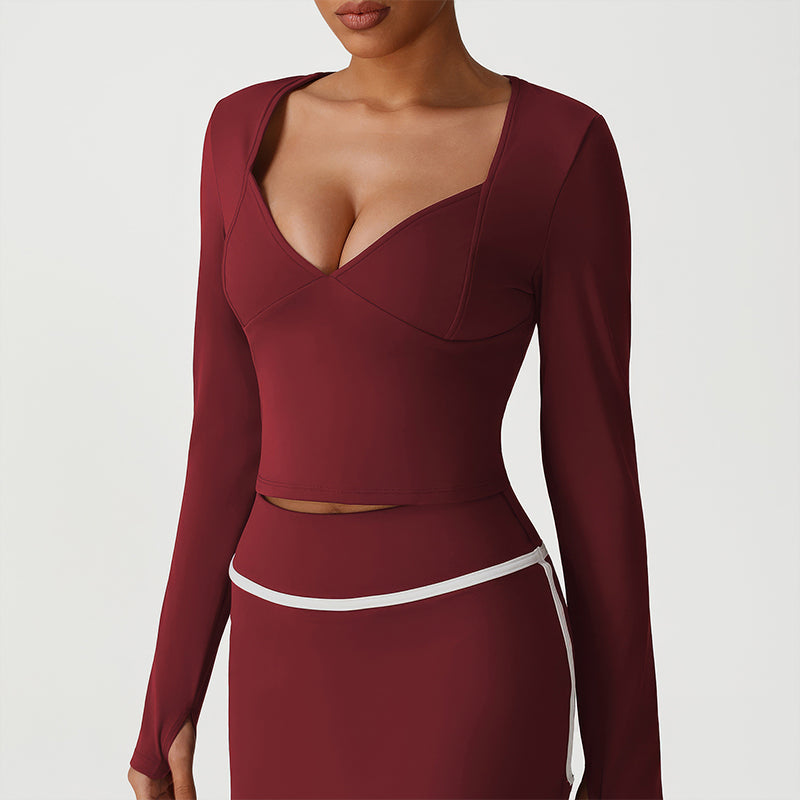 Wholesale women's V-neck long-sleeved tops