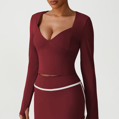 Wholesale women's V-neck long-sleeved tops