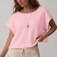 Wholesale Women's Hollow Polka Dot Yoga Cover-Up – Loose Fit Open-Back Short Sleeve Gym Top