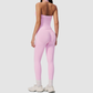 Wholesale Women's Halter Sports Bra & Full-Length Leggings Set – Seamless Peach-Lift Yoga Activewear