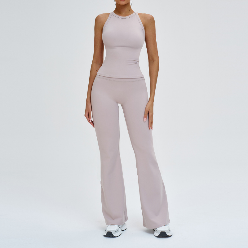 Wholesale criss-cross back vest + flared pants