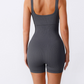 Women's Strapped Ribbed Jumpsuit Sports Yoga Bodysuit