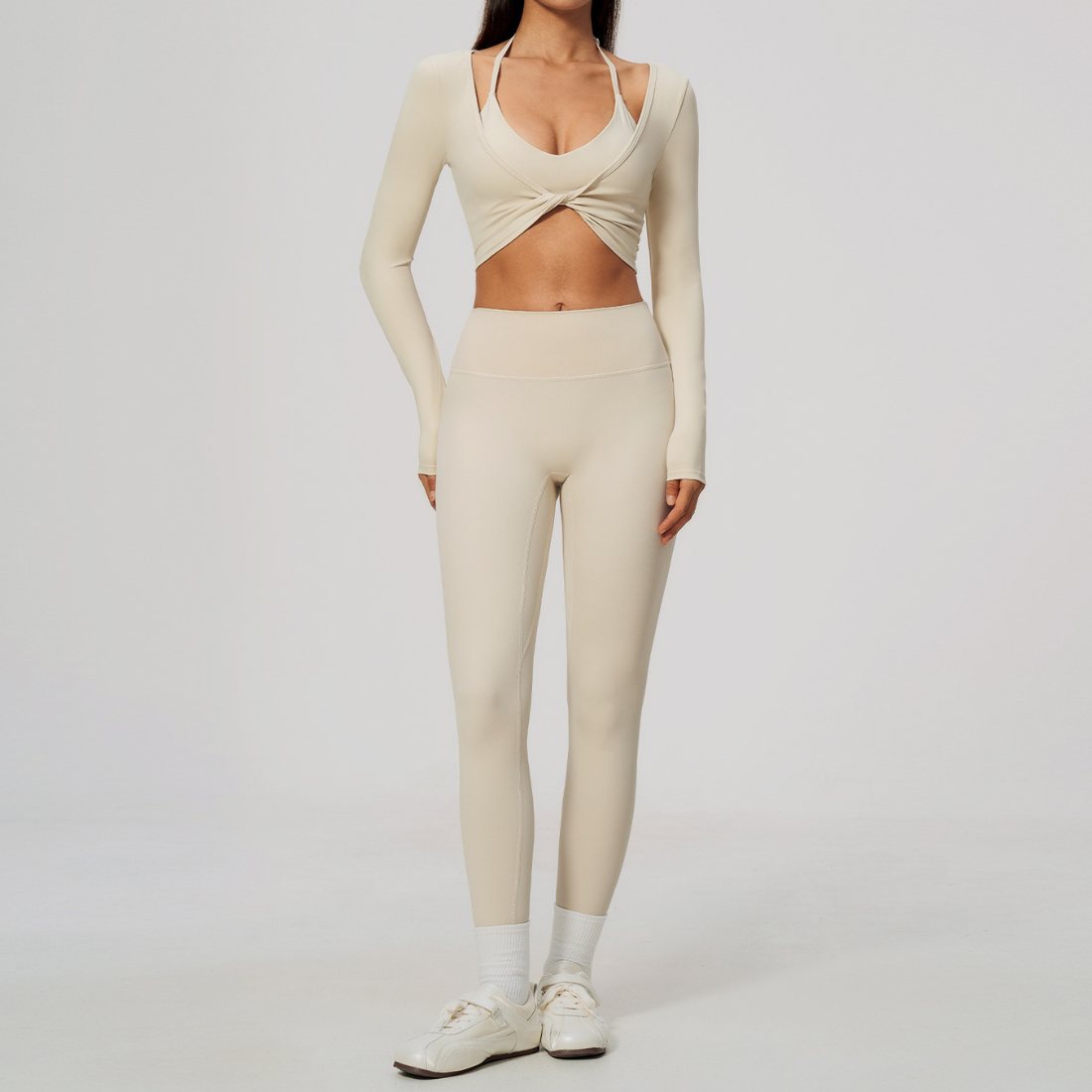 Wholesale Women's Activewear Brushed Bra, Long Pants & Long-Sleeve Top 3-piece Set