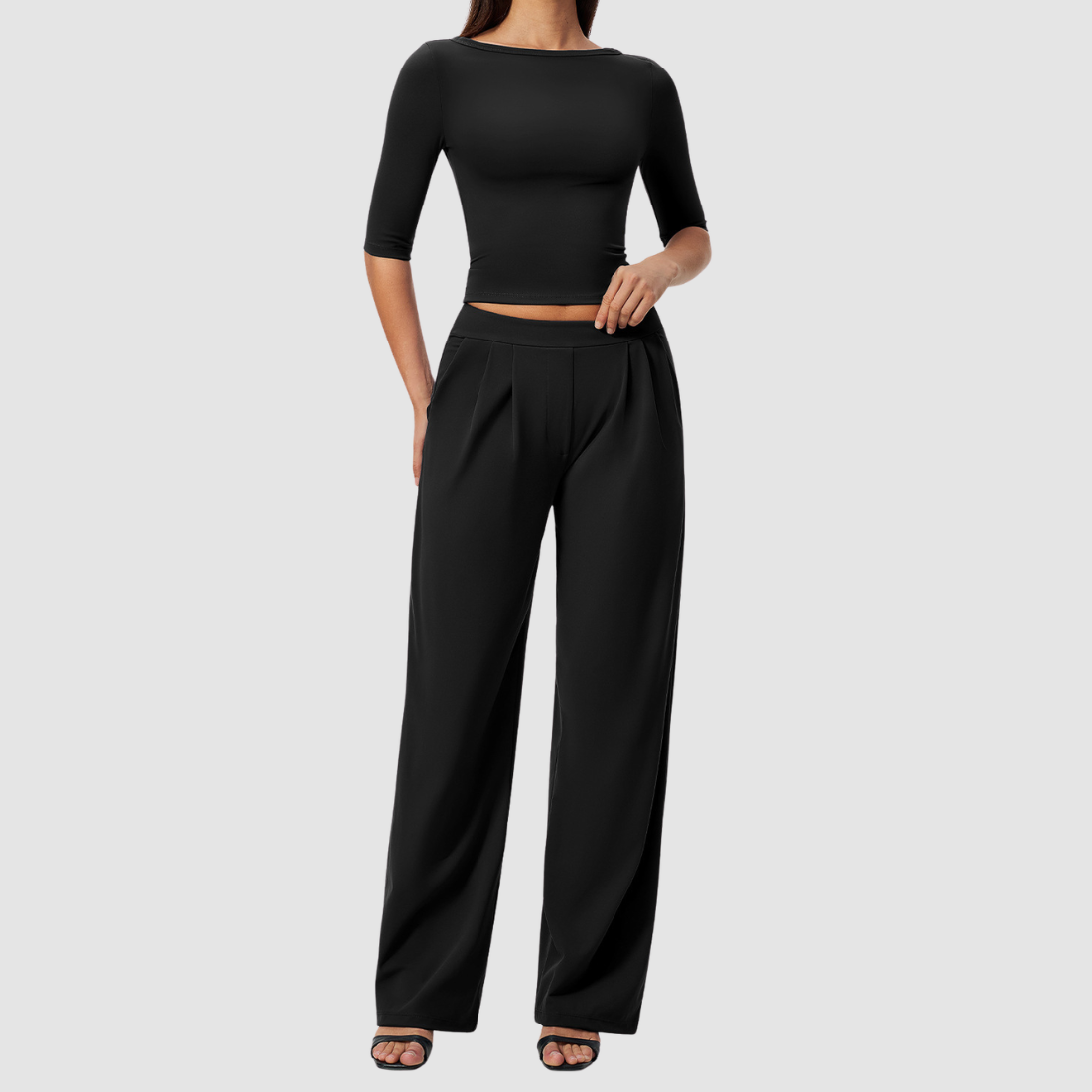 Wholesale Women’s Mid-Sleeve Top & Long Pants Yoga Set