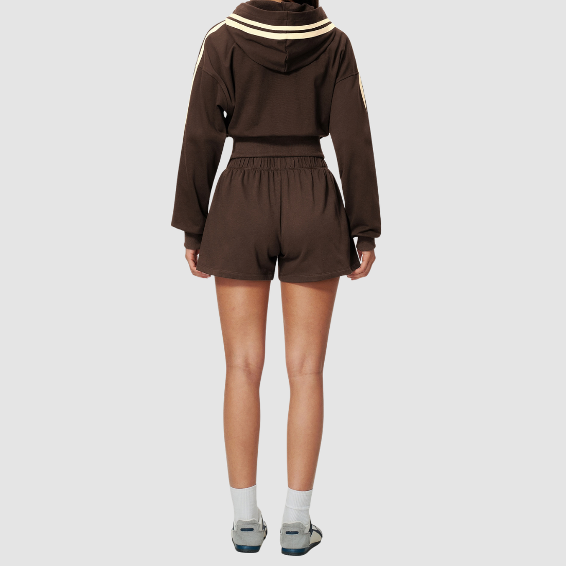Wholesale Women's Zip Up Hoodie and Short Sweatpants Set