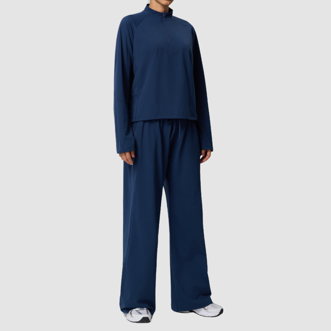 Wholesale Women’s Waffle Knit Active Set – Stand-Collar Long Sleeve & Pants