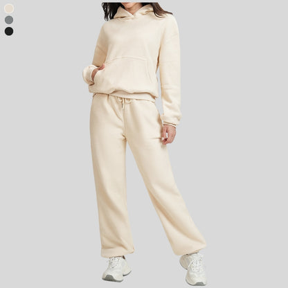 Double-sided fleece loose-fitting sweatshirt and pants set