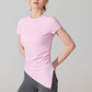 Wholesale Naked-Feel Slit-Hem Short Sleeve Yoga T-Shirt – Slim Fit Sports Top