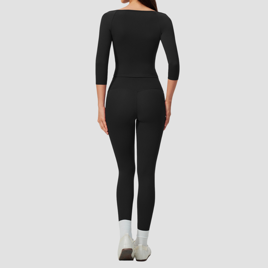 Wholesale Women High Elastic Slimming Mid sleeve T-shirt + High waist and hip lifting legging set