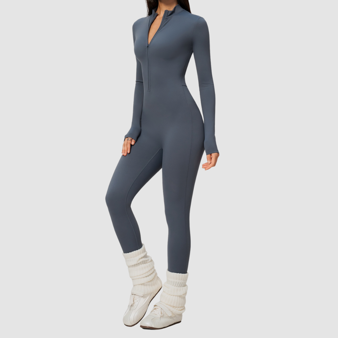 Wholesale Women's Fleece-Lined Yoga Overalls Sport Bodysuit