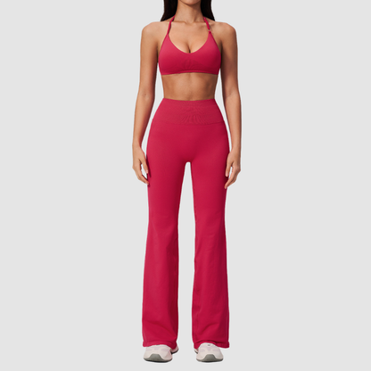 Wholesale Women's Sports Bra & Flare Pants Set – Seamless Yoga Activewear