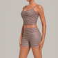Wholesale Women's Activewear Retro Print Back-V Sleeveless Top & Leggings Yoga Set