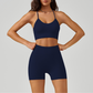 Crossover spaghetti strap bra & shorts sport sets