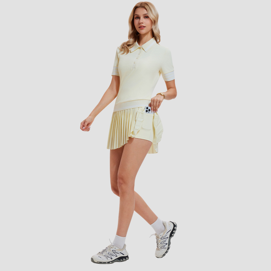 Wholesale New Sports Short Sleeve for Women Slimming High Elastic Fitness POLO Shirt Outdoor Running Tennis Set