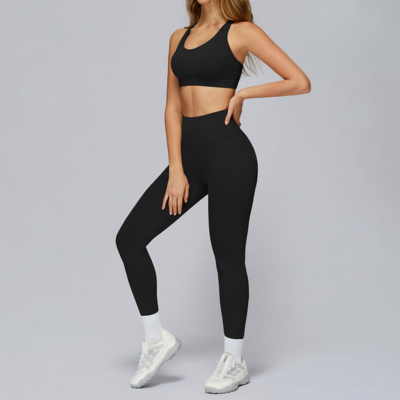 Cross-back sports bra+Hip-lifting leggings 2-PIECE SET