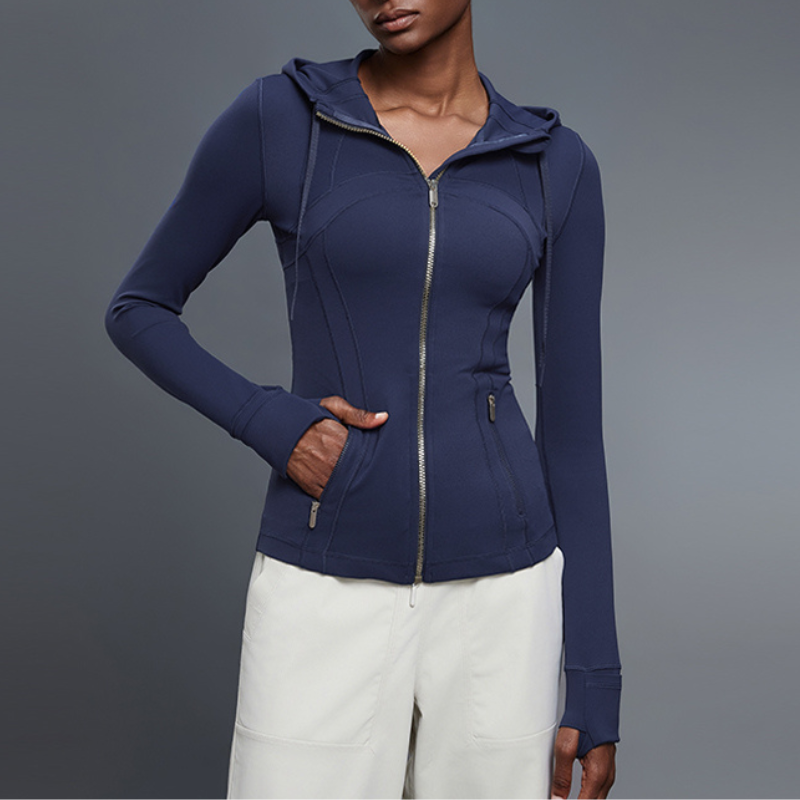 Women's yoga hooded cardigan long sleeve sports jacket
