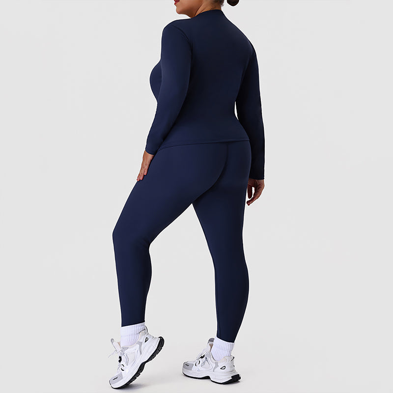 Wholesale plus-size crew neck top + solid-color leggings