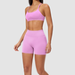 Wholesale Seamless Cross-Back Sports Bra & High-Waist Biker Shorts Set – Quick-Dry Yoga 2-Piece