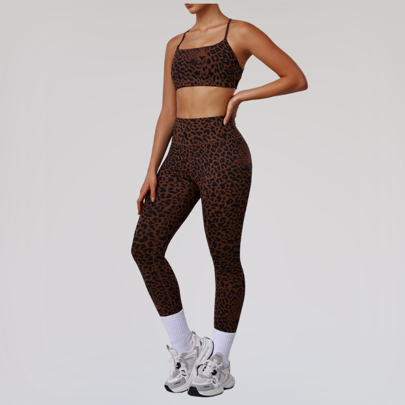 Wholesale leopard print sports bra + leggings