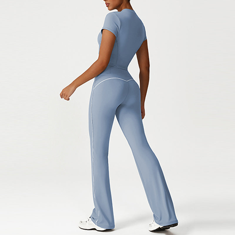 Snug-Fit Cropped T-Shirt + Butt-Lifting Flared Pants 2-Piece Set