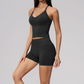 Wholesale Women's Halter V-Neck Seamless Yoga Set – High-Waist Butt-Lifting Sports Bra & Shorts