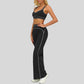 Contrasting bra with removable bra pads+High-waisted wide-leg pants 2-piece set