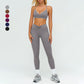 Removable bra pads + high-waisted pleated leggings 2-piece set