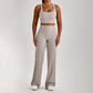 Wholesale Women's Peach Lift High Waist Flare Pants Yoga Set – Cross Back Sports Bra 0258