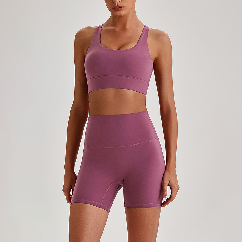 Wholesale Women's Quick-Dry Naked Feel Vest+Fitted Biker Shorts Yoga Set