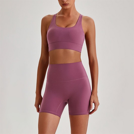 Wholesale Women's Quick-Dry Naked Feel Vest+Fitted Biker Shorts Yoga Set