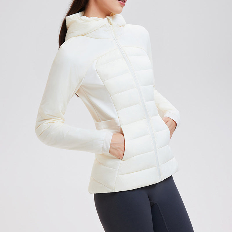 Slim and lightweight down jacket with hood