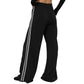 High-waisted striped color-blocked casual sweatpants