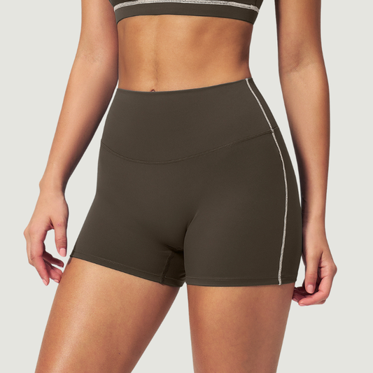 Wholesale Women's Seam-Detail Colorblock High-Waist Booty Shorts – Butt-Lifting Yoga Gym Activewear