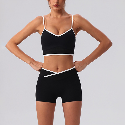 Wholesale Women's Spaghetti Strap Sports Bra & Shorts Set – Naked-Feel Yoga 2-Piece Gym Set