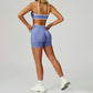 Seamless Contrasting Color Sports Bra + High-waisted shorts 2-Piece Set