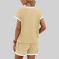 Wholesale Color-Block Drop-Shoulder T-Shirt & Shorts Set – 2-Piece Casual Sports Matching Set