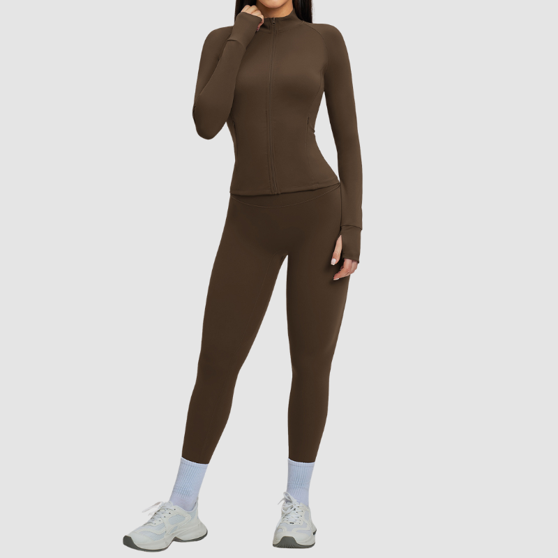 Wholesale women's zipper casual jacket+athletic leggings | Wonderxfans bulk activewear