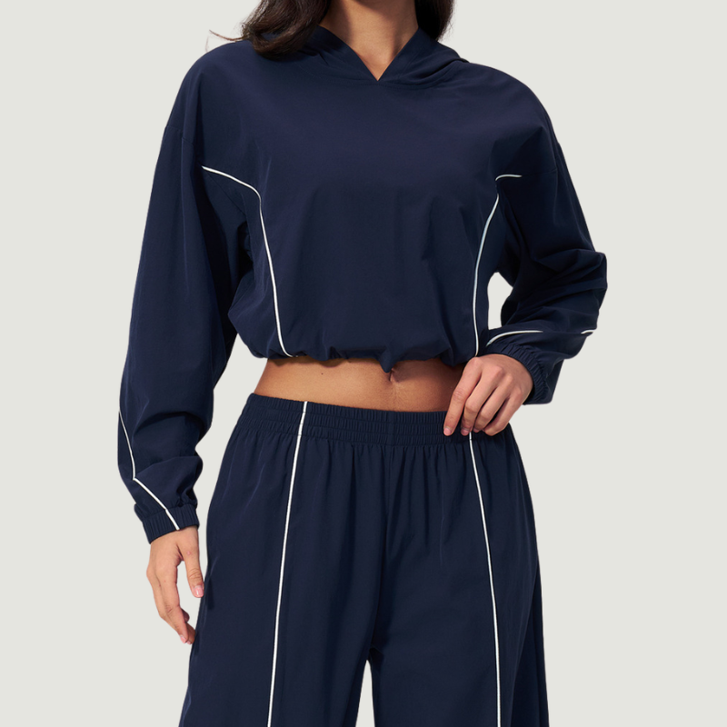 Wholesale Women's UPF50+ Sun Protection Colorblock Cropped Hoodie Jacket – Lightweight Breathable Outdoor Running Sportswear
