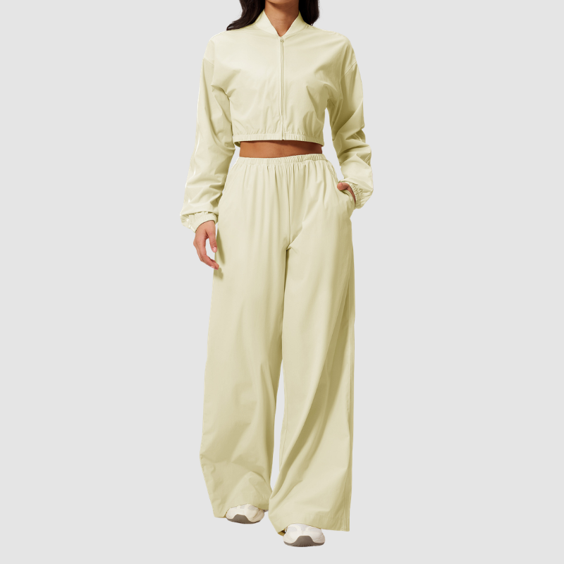 Wholesale Women's UPF50+ Sun-Protection Cropped Jacket & Jogger Pants Set – Quick-Dry 2-Piece Outdoor Set