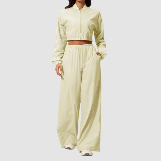 Wholesale Women's UPF50+ Sun-Protection Cropped Jacket & Jogger Pants Set – Quick-Dry 2-Piece Outdoor Set
